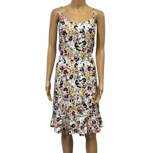 Betsey Johnson Floral Bloom Spaghetti Strap Sleeveless Zip Back Dress Womens 14